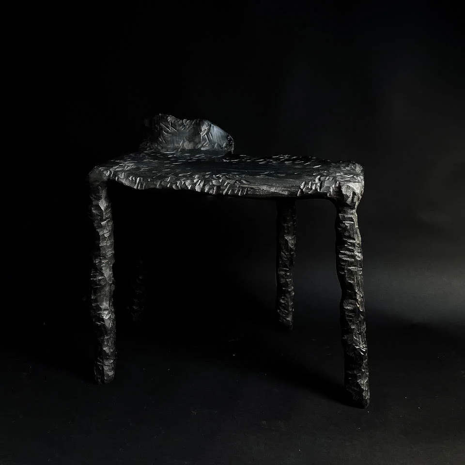 Banc sculpté Caduc, Christophe Boulanger