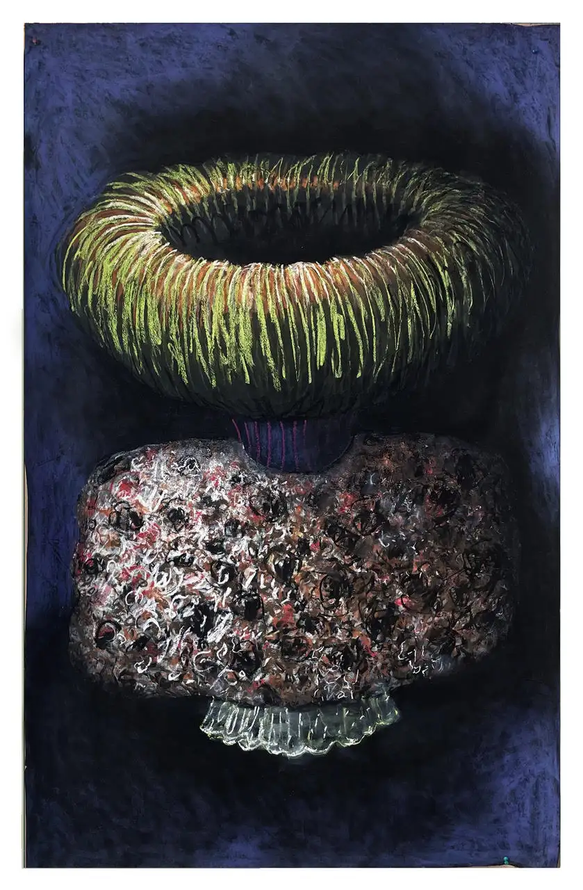 Collerette-monté, Christophe Boulanger, Pastel sur papier Kozo