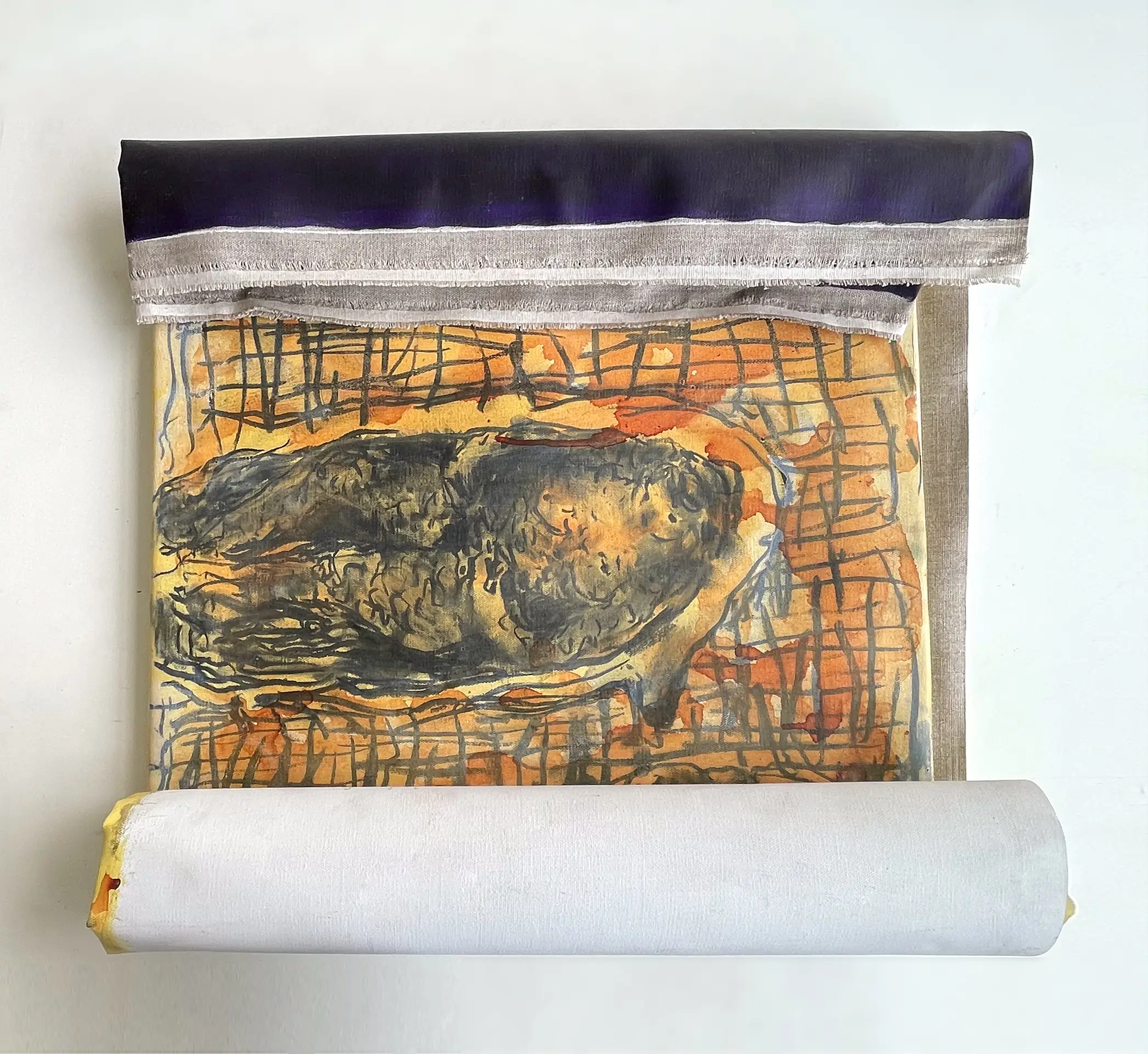Ménine au bain, Christophe Boulanger, Fusain et acrylique sur toile