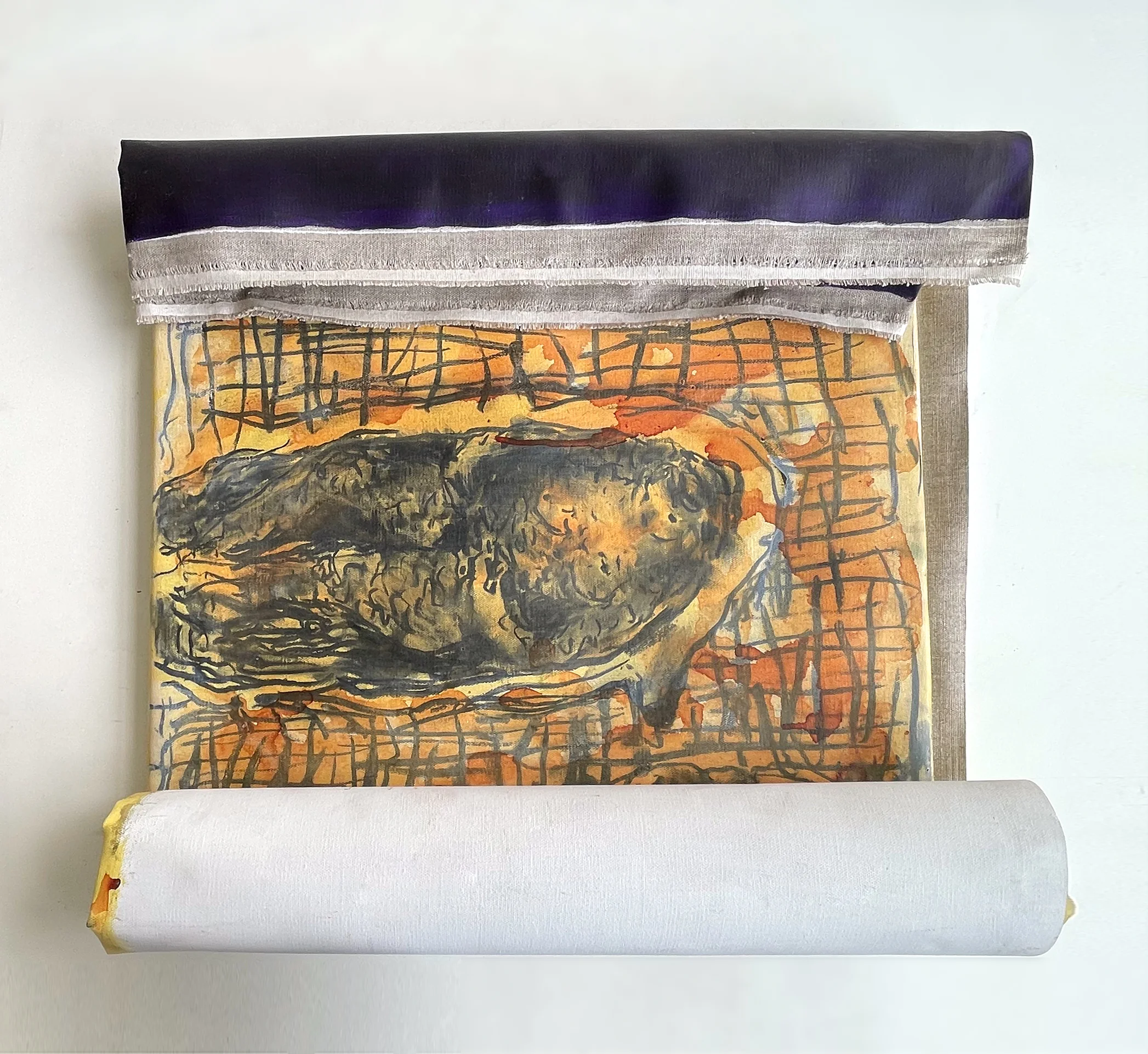 Ménine au bain, Christophe Boulanger, Fusain et acrylique sur toile